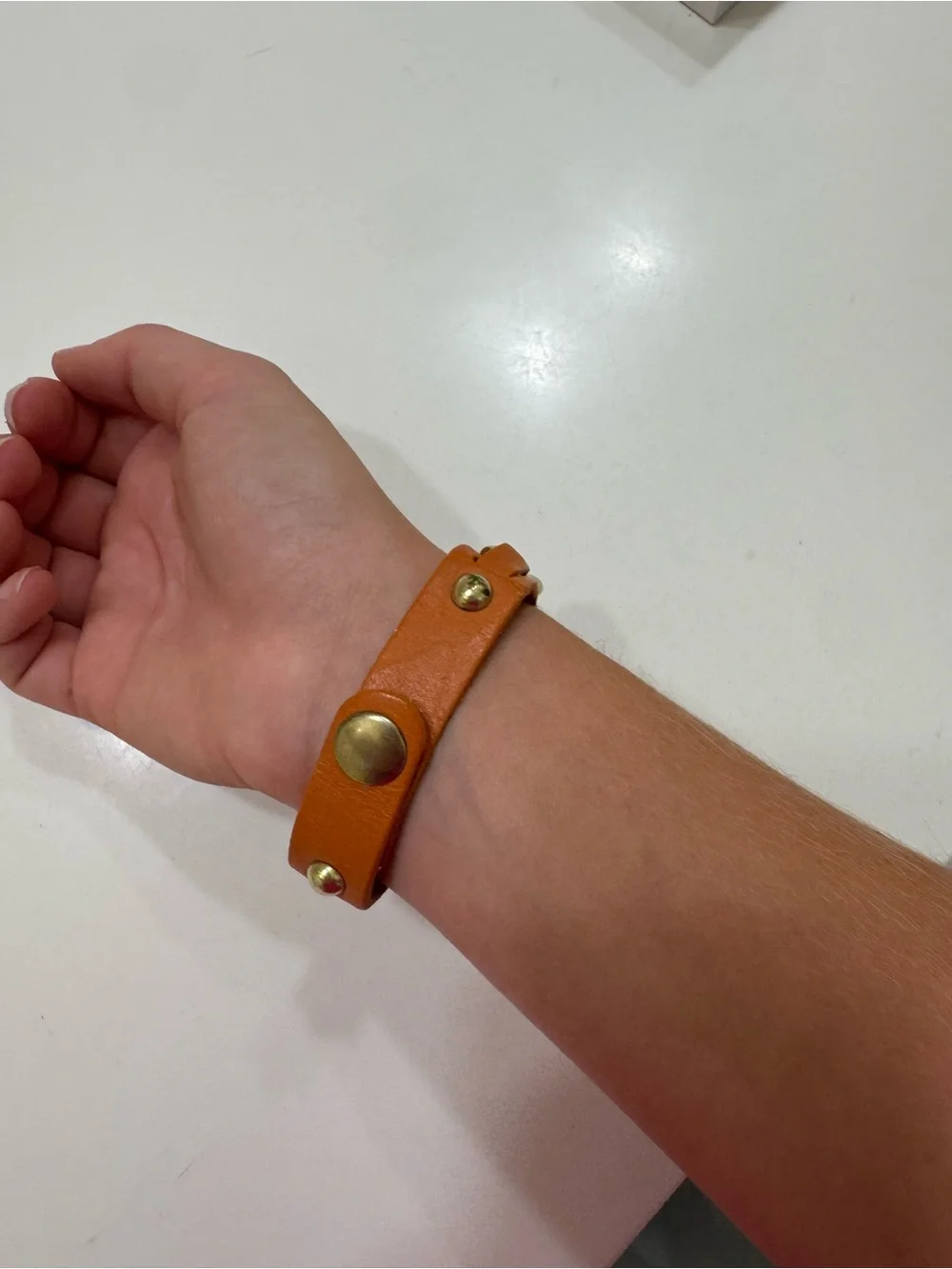 Gold Chain and Tan Leather Wrap Bracelet